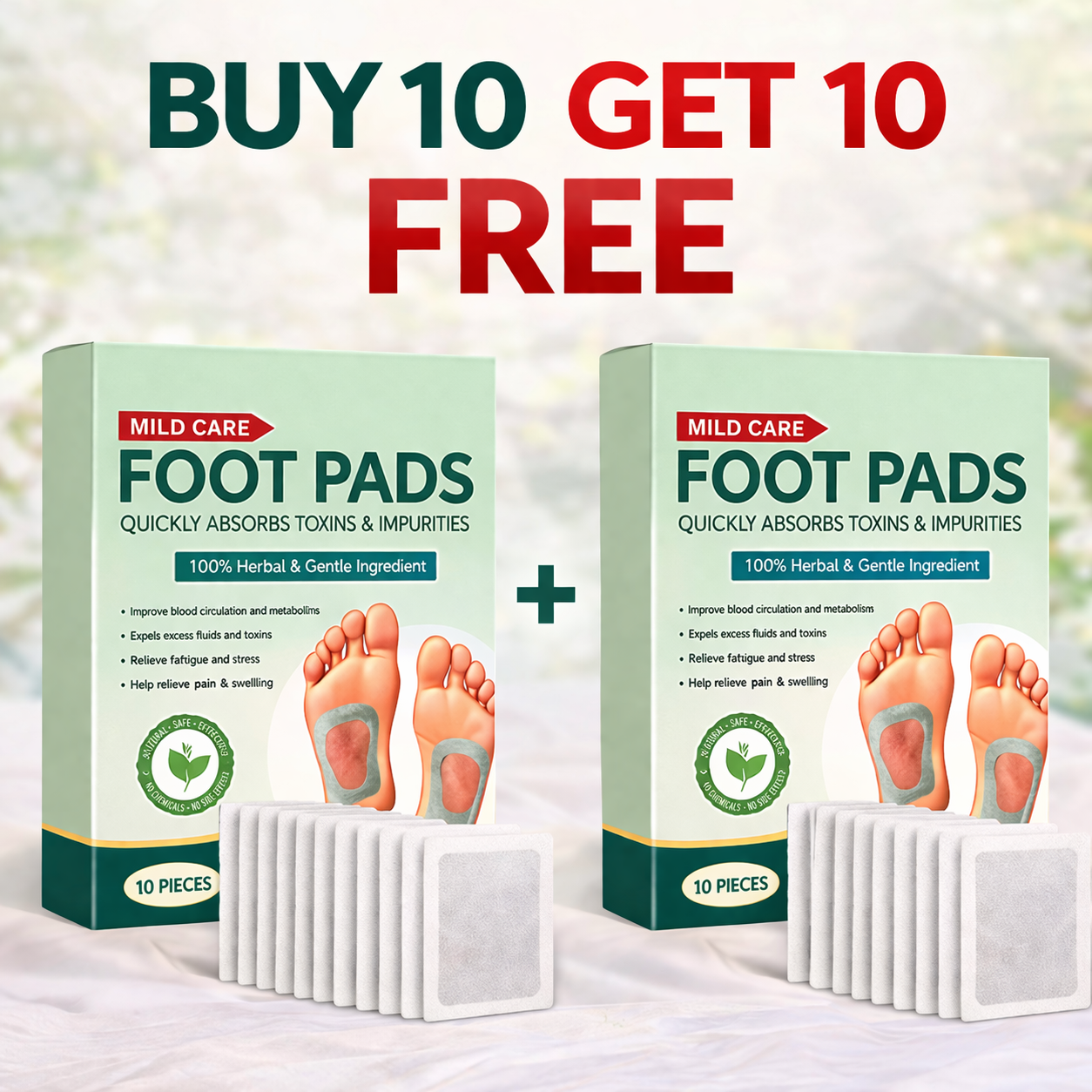 Premium Natural Detox Foot Patches (2x10 packs) BUY 1 GET 1 FREE